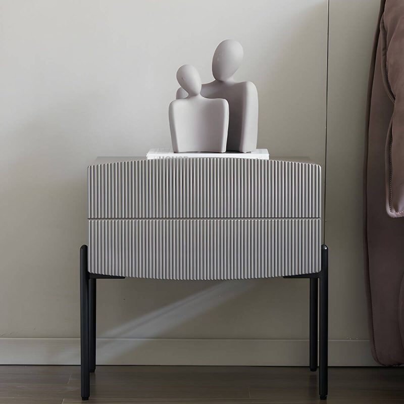 "Modern Grey Wood Nightstand with Drawer Storage and Reserve Installation Holes - Grey"