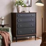 "4 Drawers Minimalist Ink Wood Vertical Lingerie Chest, 35"L x 16"W x 41"H"