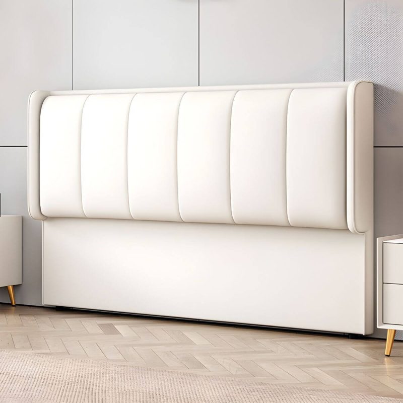 "Elegant Upholstered Headboard with Modern Style and Rectangular Shape - 71" Anti Cat Scratch Leather White"