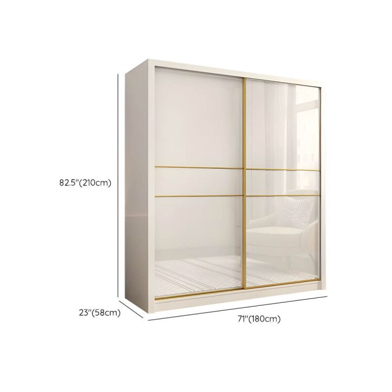 "Dimension of Contemporary Glossy White Storage Cabinet Manufactured Wood Cabinet for Home - Armoires & Wardrobes 71"L x 23"W x 83"H"