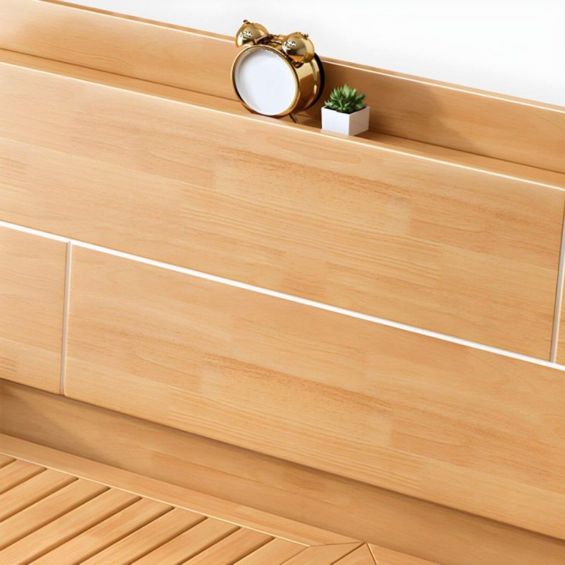 "Scandinavian Solid Wood Bed with Headboard 39.37" Tall Standard Bed - Panel Queen Bed & Mattress"