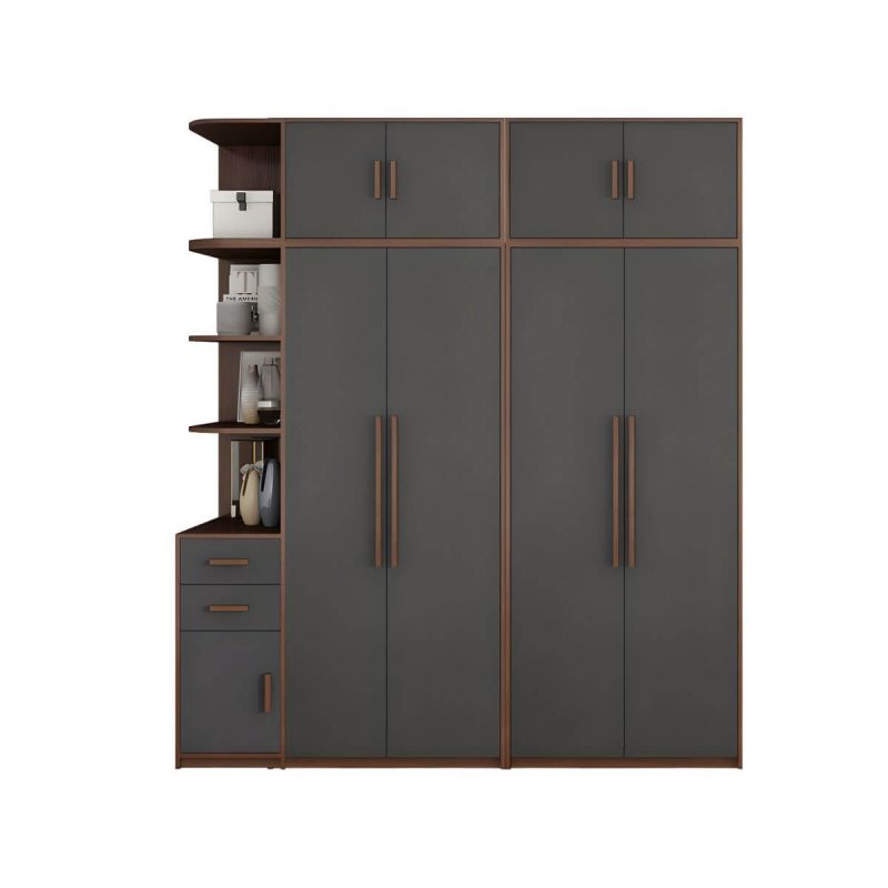 "Traditional Wood Wardrobe Armoire with Drawers, Shelves, and Clothing Rod - Grey 79"L x 20"W x 94"H"