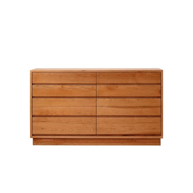 "Art Deco Cocoa Console Dresser with 8 Drawers, Horizontal Orientation, 71"L x 16"W x 31"H, Pine"