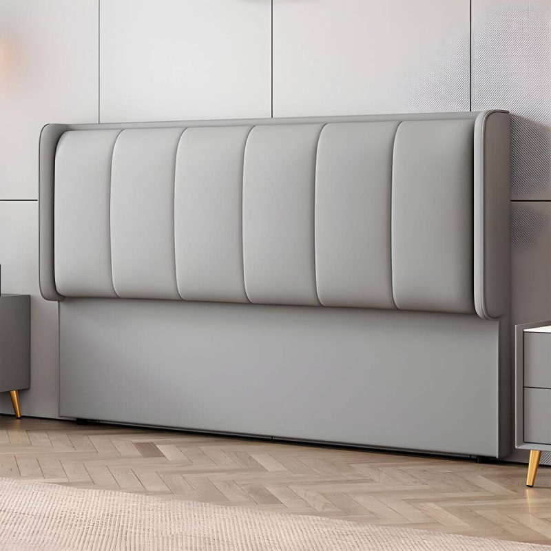 "Elegant Upholstered Headboard with Modern Style and Rectangular Shape - 47" Anti Cat Scratch Leather Light Gray"