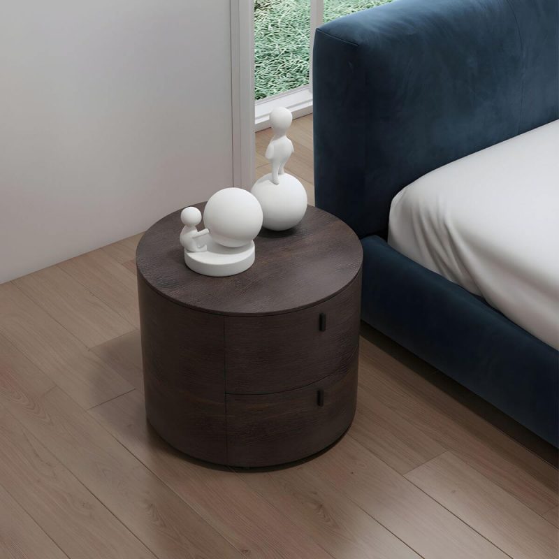 "Modern Espresso Wood Nightstand with 2 Drawers and Wood Construction - 1 Piece Wood"