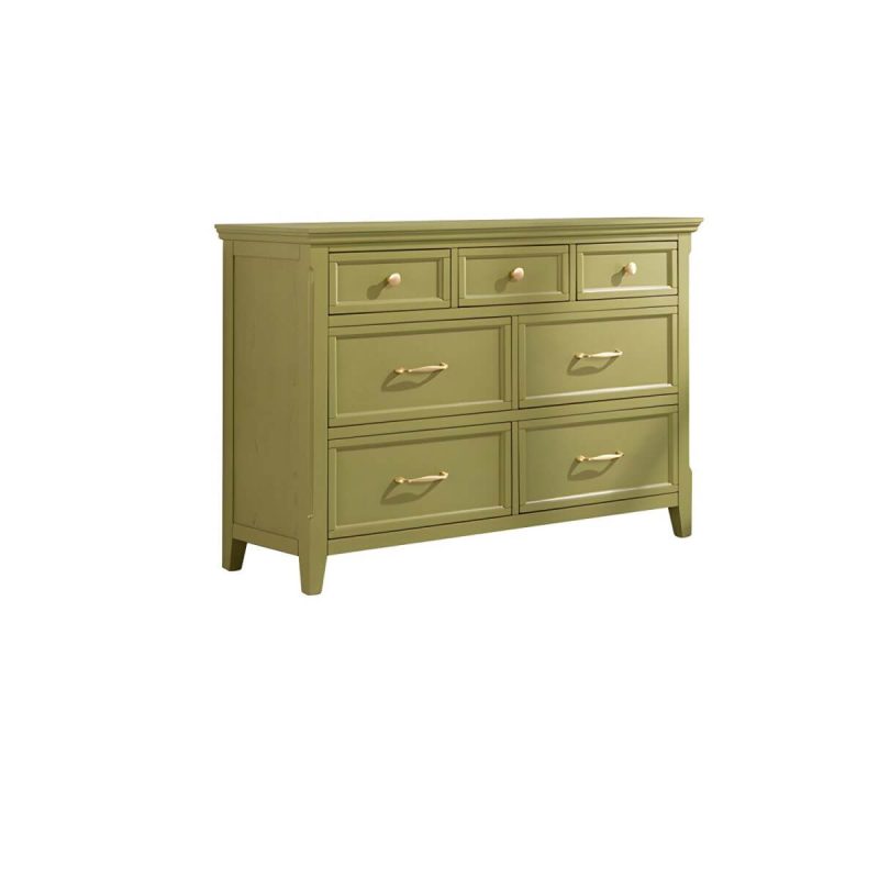 "Lime Green Vintage Rubberwood Double Dresser/Lingerie Chest with Drawers - 47"L x 16"W x 32"H"