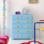 "Art Deco Blue Engineered Wood Vertical Semainier with Drawers"