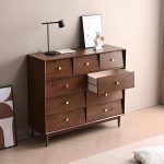 "Traditional Metal Handle Dressers with Solid Wood Drawers for Bedroom - Black 46"L x 16"W x 31"H"