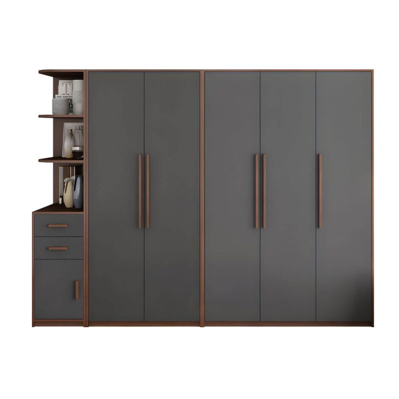 "Traditional Wood Wardrobe Armoire with Drawers, Shelves, and Clothing Rod - Grey 94"L x 20"W x 79"H"