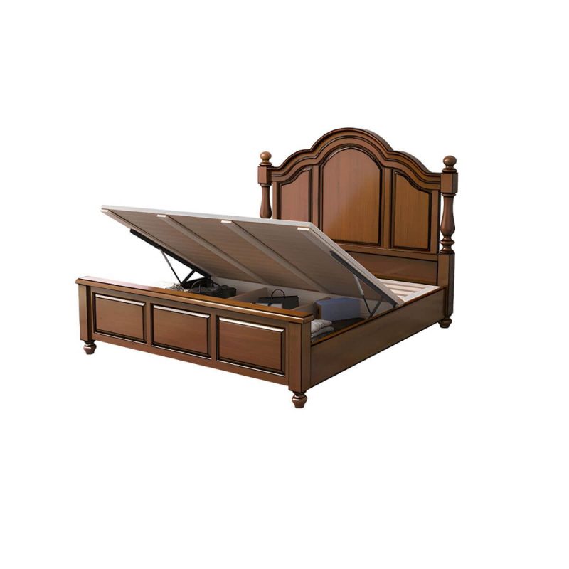 "Mid-Century Modern Standard Bed Solid Wood Panel Bed with Headboard - Lift Up Storage Single Bed 71"W x 79"L"
