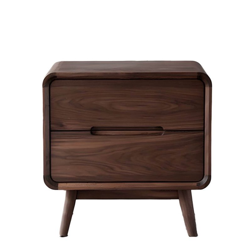 "Elegant Walnut Wood Traditional Nightstand with Drawer Storage in Brown - 1 Piece"