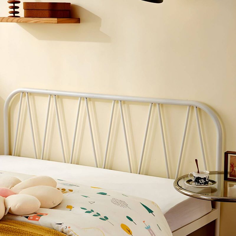 "Glam Standard Bed Metal Open-Frame Bed with Custom Gold Legs - 59"W x 79"L Single Bed White"