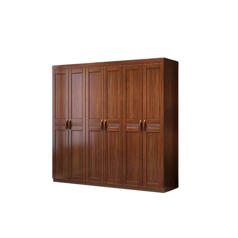 "Wood Brown Rustic Wardrobe Armoire with Drawers & Shelves, Walnut Finish - 81"L x 23"W x 81"H"