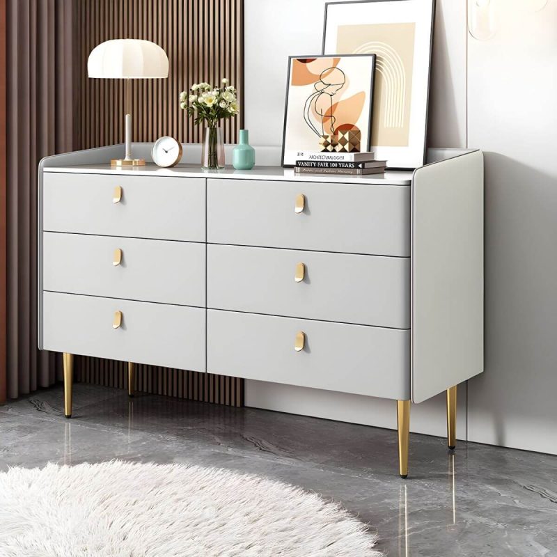 "modern White Slate Countertop Storage Chest Galant Style with Drawers - Light Gray 47"L x 16"W x 31"H"