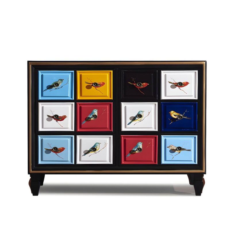 "American Retro Storage Chest Solid Wood Storage Chest Dresser for Bedroom - Antique Blue 47"L x 17"W x 35"H"