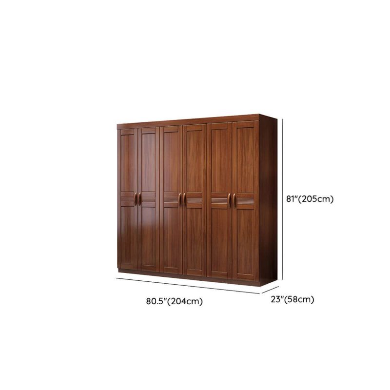 "Dimension of Brown Walnut Solid Wood Wardrobe Traditional Freestanding Wardrobe Armoire - Armoire 80"L x 23"W x 81"H"