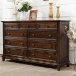 "Wood Solid Wood Traditional Dresser in Brown Finish with Drawers - 140 x 40 x 75 cm"