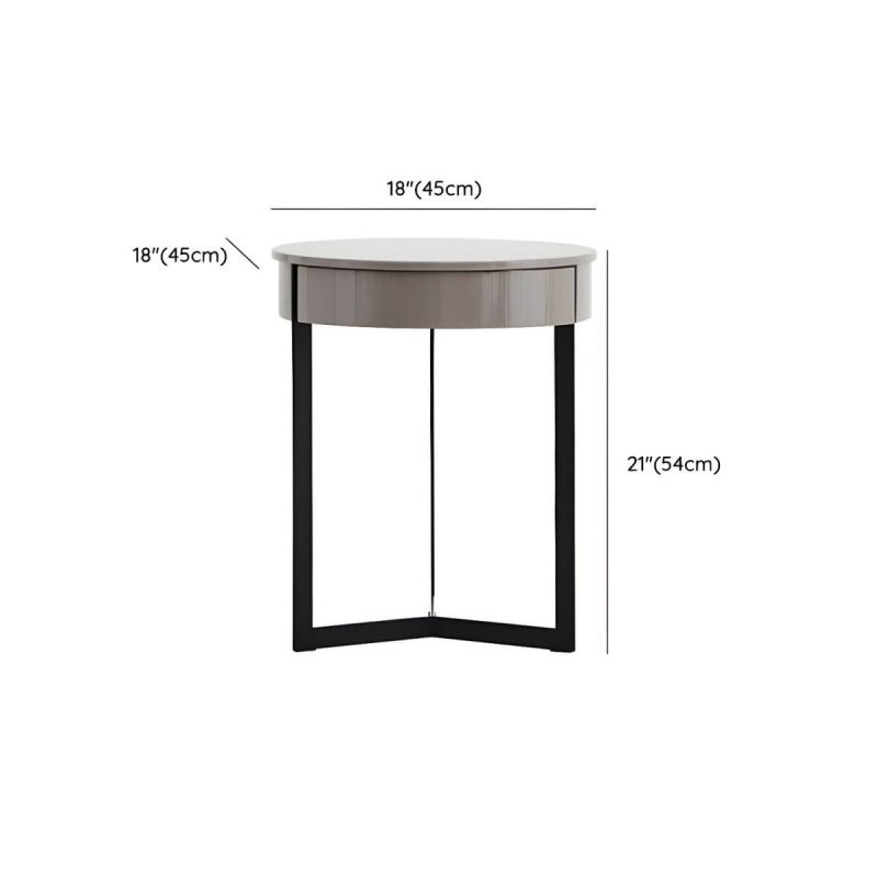 "Dimension of Modern Round Nightstand with Drawers - Narrow Sized for Bedroom - Grey 18"L x 18"W x 21"H"