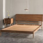 "Rectangle Solid Color Panel Bed in Natural Wood with Legs for Living Room, 71"W x 79"L"