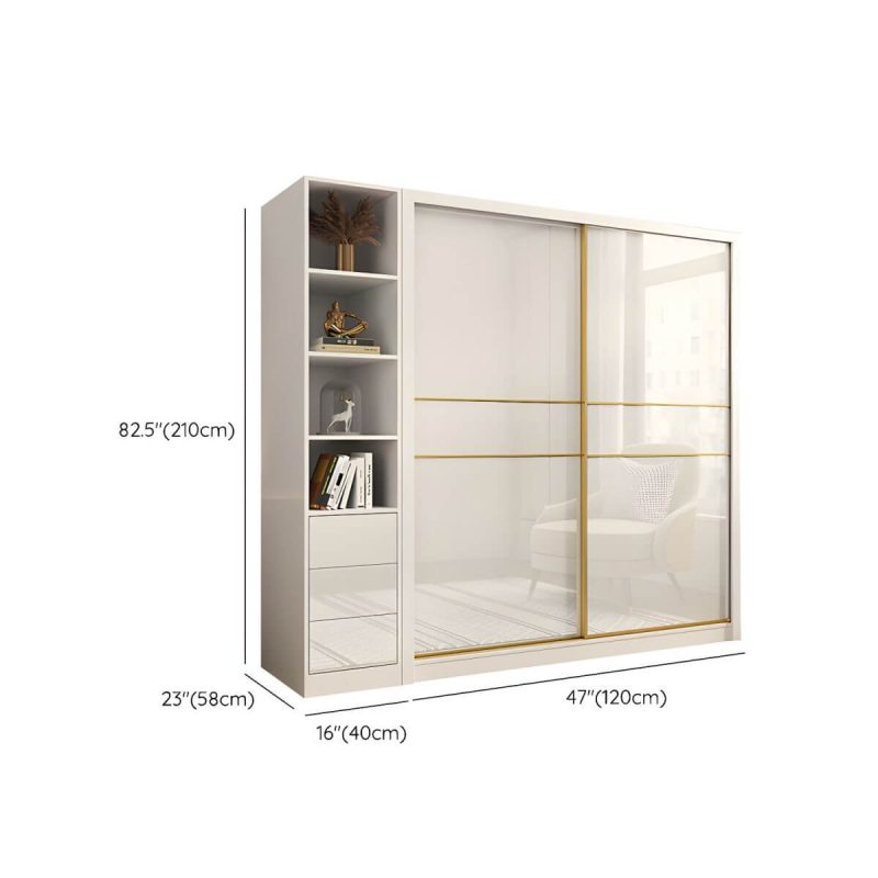 "Dimension of Contemporary Glossy White Storage Cabinet Manufactured Wood Cabinet for Home - Armoires & Sideboard 47"L x 23"W x 83"H"