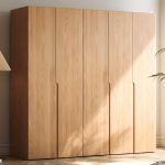 "Natural Color Unattached Cabinet Armoire with Soft Close Drawer, Soft Close Door, Natural Wood, Interior Shelves, and Contemporary Style, 23.5"L x 23.5"W x 79"H"
