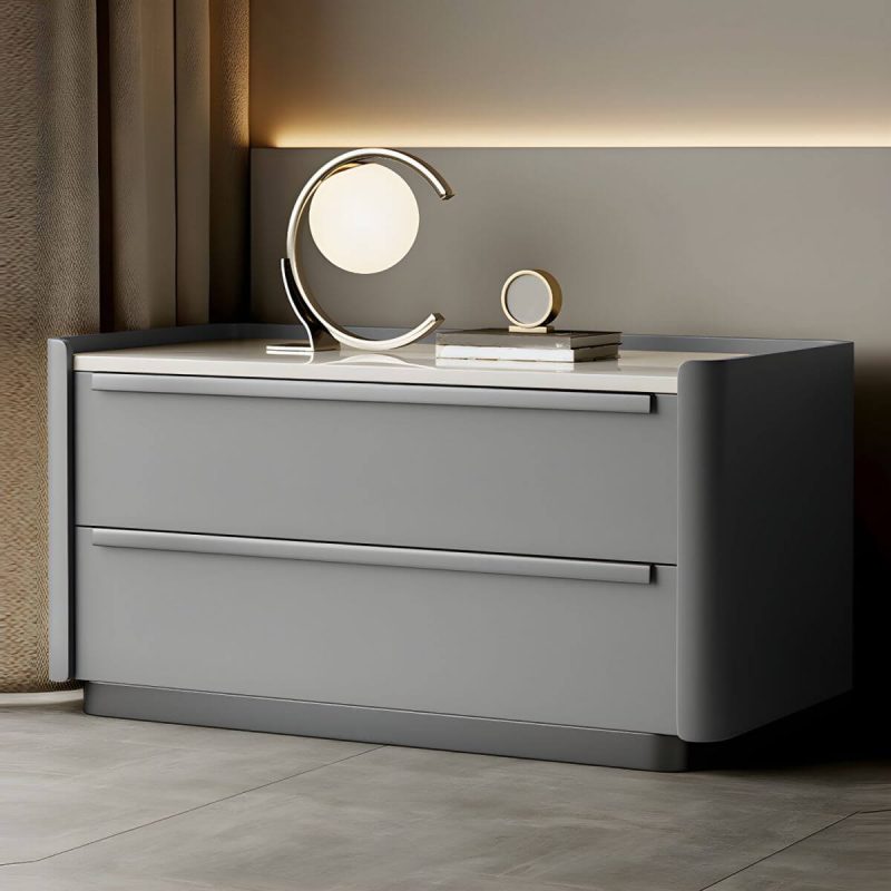 "Modern Wood Nightstand with Drawer Storage, Light Wood Tone & Small Size - Light Gray 1 Piece 24"L x 16"W x 20"H"