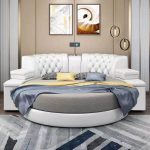 "Casual Chalk Round Bed with Mattress Included, Latex, Bed & Mattress & Drawer"