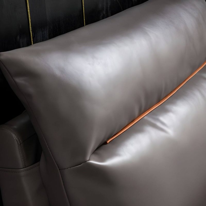 "Glamorous Leather Upholstered Pine Headboard with Rectangular Shape and Panel Design - 59" Beige"