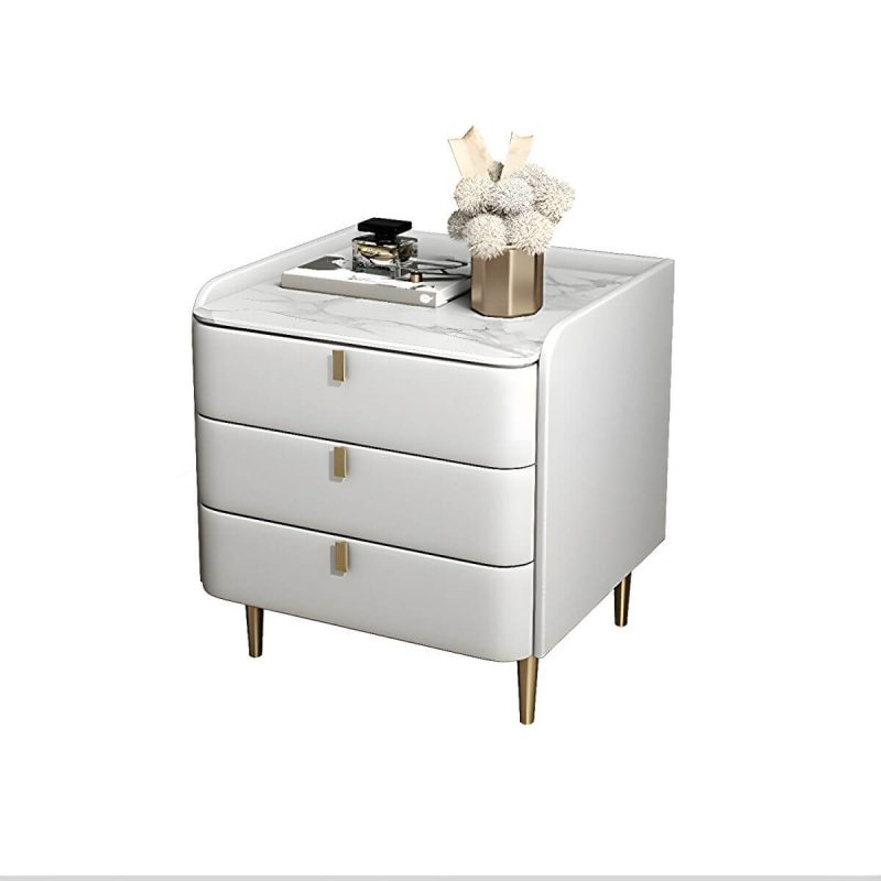 "Wooden Nightstand with 3 Drawers Contemporary 25" Tall Nightstand - Orange Black"