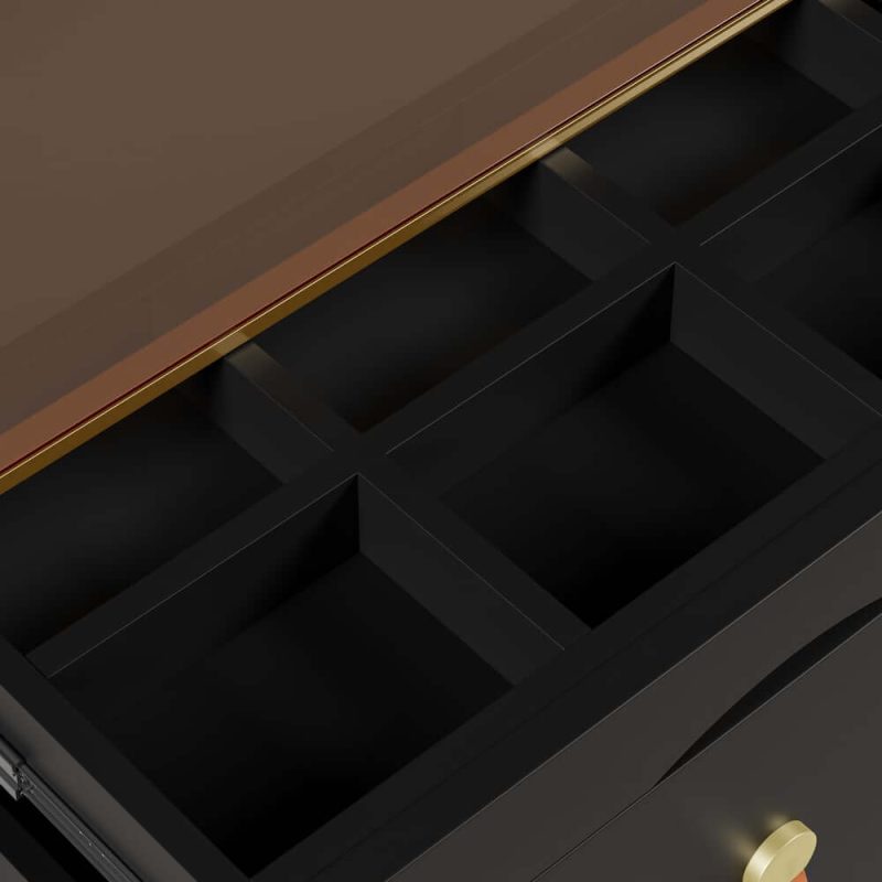 "Chanor 47" Glass Top Black 6-Drawer Dresser"