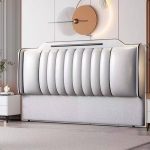 "Scandinavian Free-standing Standard Full(54"W x 75"L) Stepped Panel No Distressing With Legs in Wood/ Upholstery, Grey, 71""