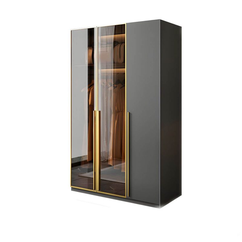 "Modern Glass Wardrobe Wardrobe Armoire Wardrobe Cabinet for Home - Armoire 47"L x 24"W x 83"H"