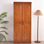 "Flexible Shelf Sepia Lumber Cabinet Armoire with Soft Close Door, Minimalist Style, and Hanging Rod, 41"L x 21"W x 74"H"