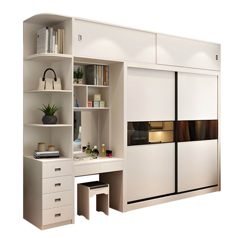 "Contemporary Home Engineered Wood Wardrobe Freestanding Wardrobe Closet - Wardrobe&Dressing Table&Side Cabinet&Top Cabinet 63"L x 24"W x 79"H"