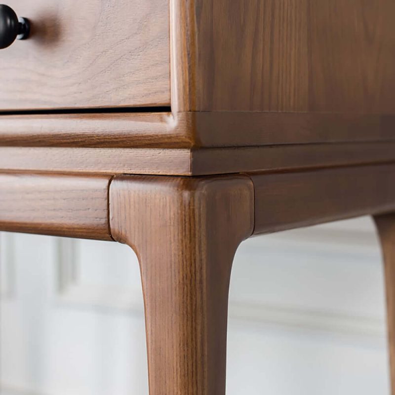 "Tanic Mid Century Modern Chest Cabinet with Storage 3 Drawers of Ash Wood in Walnut"