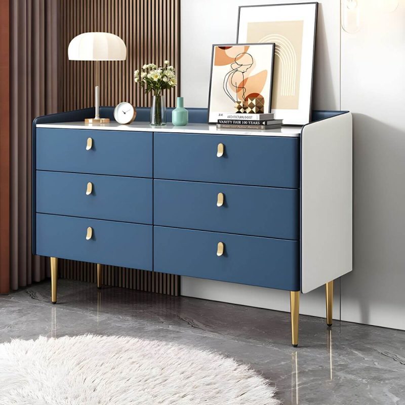 "modern White Slate Countertop Storage Chest Galant Style with Drawers - Blue 47"L x 16"W x 31"H"