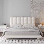 "Minimalist Chalk Pallet Bed Frame with Mattress, Latex, 71"W x 79"L"