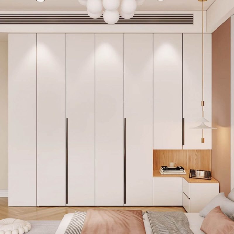 "Vibrant Multi-Color Casual Engineered Wood Wardrobe Closet with Soft Close Door, Interior Shelves, and Hanging Rod, 71"L x 24"W x 79"H"