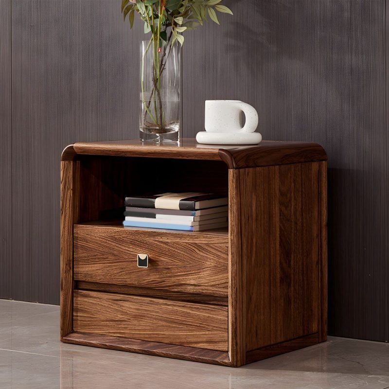 "Wood Nightstand with Drawers - Stylish, Small Size for Bedroom Storage - 1 Piece Drawer Pulls 20"L x 16.5"W x 20"H"