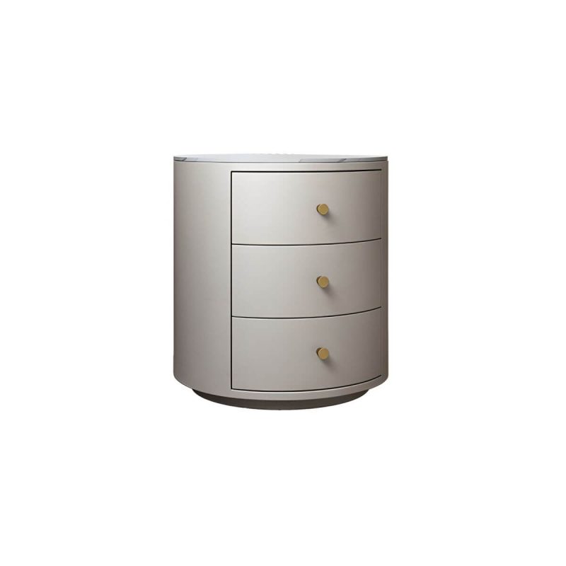 "Contemporary Faux Leather Nightstand 2/3 - Drawer Nightstand - 2 Grey Glass"