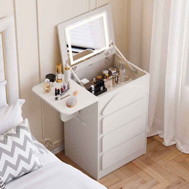 "Mini Smart Makeup Vanity Set with with Mirror & Lights"