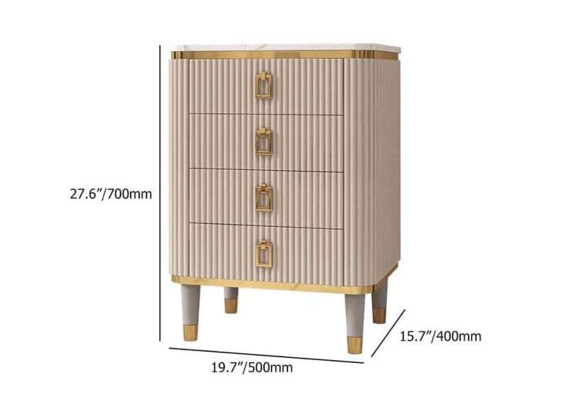 "Dimension of 19" Off White Cabinet 4-Drawer Basso-Relievo Chest in Medium"