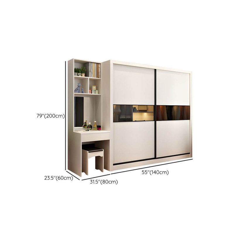 "Dimension of Contemporary Home Engineered Wood Wardrobe Freestanding Wardrobe Closet - Wardrobe & Dressing Table 55"L x 24"W x 79"H"