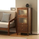 "Elegant Walnut Scandinavian Dresser with Drawers and Cabinets - 20"L x 16"W x 43"H"