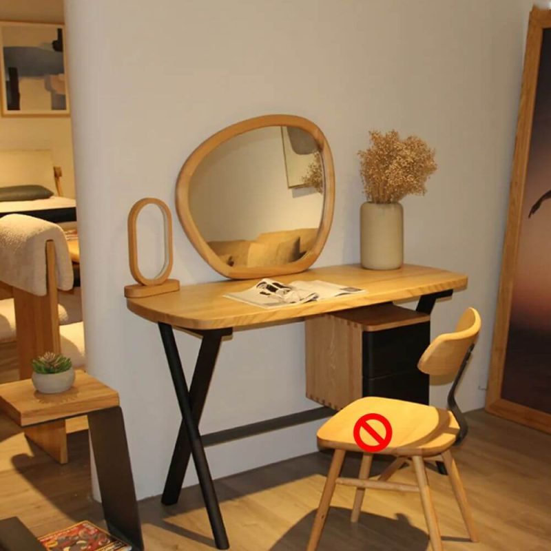 "Vintage Standard Wood Vanity Set with Standing Mirror & 2 Drawers, Wood-Black"