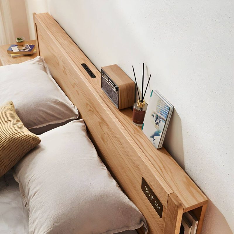 "Solid Wood Standard Panel Bed in Natural with Rectangular Headboard - Single Bed Unavailable"