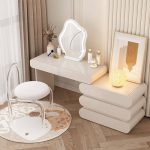 "Vanity Set with LED Lighting, Scalable Design, Push-Pull, and Adjustable Brightness Touch, 55"L x 16"W x 30"H, Makeup Vanity & Stool"