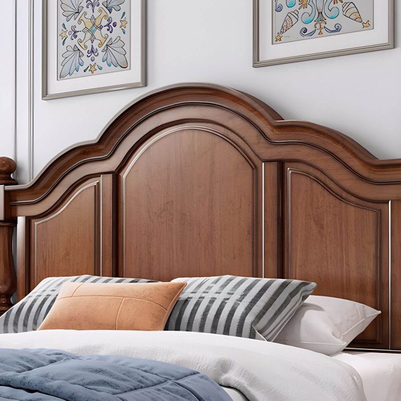 "Mid-Century Modern Standard Bed Solid Wood Panel Bed with Headboard - Lift Up Storage Single Bed 59"W x 79"L"