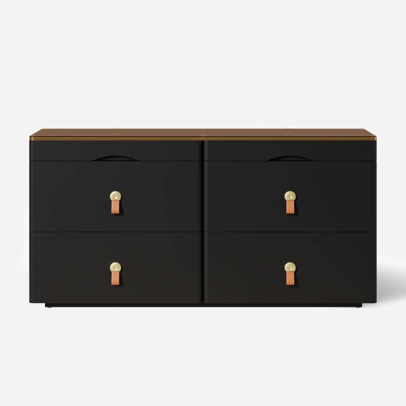 "Chanor 47" Glass Top Black 6-Drawer Dresser"