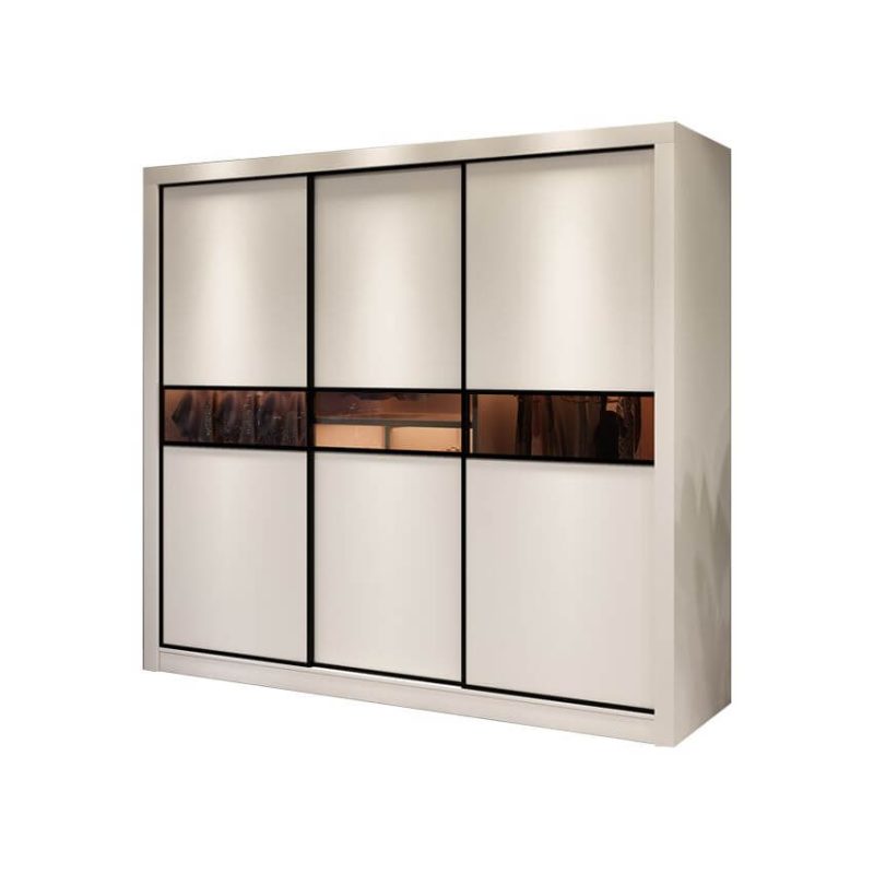 "White Wood Wardrobe Closet with Compartments, Interior Shelves, Casual Style, and Hanging Rod, 79"L x 24"W x 79"H"